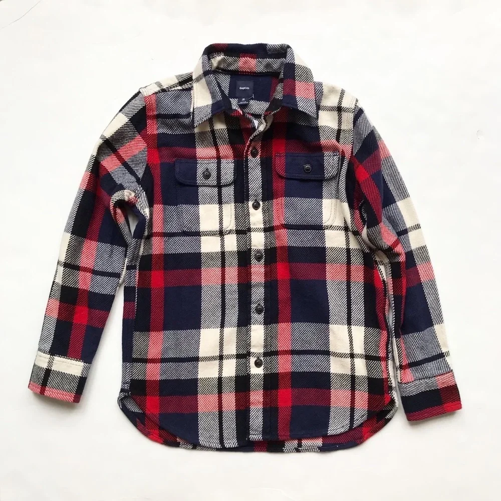Gap kids NWT thick plaid button work shirt M(8Y)